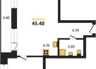 2-ком. квартира на продажу, 45.4 м2, Новосибирск