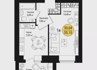 1-ком. квартира на продажу, 35.1 м2, село Семёновка, Молодёжная улица, 17