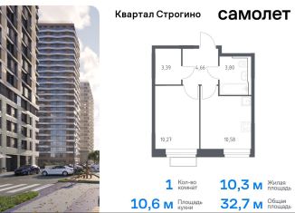 Продаю однокомнатную квартиру, 32.7 м2, Красногорск, жилой комплекс Квартал Строгино, к2