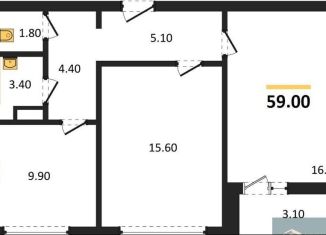 Продается двухкомнатная квартира, 59 м2, Воронеж, улица Шишкова, 140Б/6