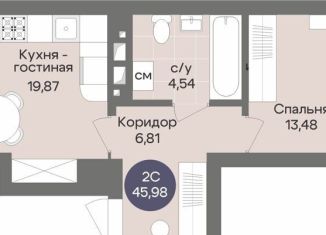 Продается двухкомнатная квартира, 46 м2, Новосибирск, метро Студенческая, Рубиновая улица, 13