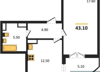 Продам 1-ком. квартиру, 43.1 м2, посёлок Отрадное, бульвар 70 лет Победы, 5