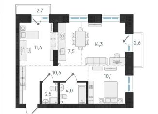 Продам квартиру студию, 60.6 м2, Новосибирская область, Плановая улица, 60А