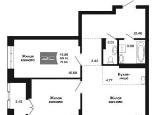 Продается 3-комнатная квартира, 71.3 м2, Новосибирск, метро Студенческая