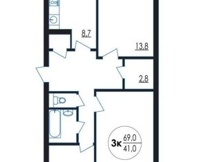 Продается 3-комнатная квартира, 69 м2, Вологодская область, Школьная улица, 4