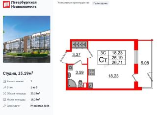 Продажа квартиры студии, 25.2 м2, Санкт-Петербург, Московский район