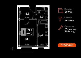 Квартира на продажу студия, 29.9 м2, посёлок Развилка, Римский проезд, 13