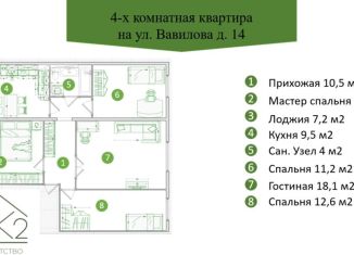 Продажа 4-комнатной квартиры, 76.3 м2, Томск, улица Вавилова, 14