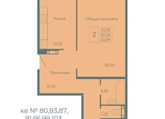 2-ком. квартира на продажу, 64 м2, Кемерово