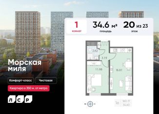 Продается 1-ком. квартира, 34.6 м2, Санкт-Петербург, муниципальный округ Юго-Запад