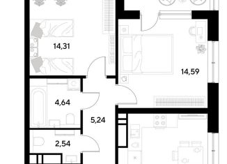 Продается 2-комнатная квартира, 64.4 м2, Омск