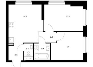 Продается 2-комнатная квартира, 46.7 м2, Москва