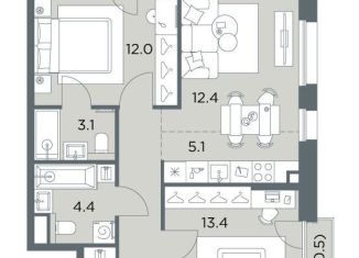 Продажа 3-комнатной квартиры, 60 м2, деревня Поздняково