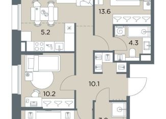 Продам 4-комнатную квартиру, 83.2 м2, Московская область