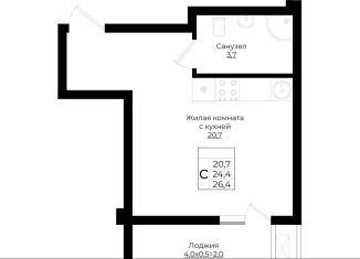 Продается квартира студия, 26.4 м2, Краснодар, Прикубанский округ, жилой комплекс Европа Клубный Квартал 6, лит3