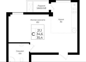 Продаю квартиру студию, 35.4 м2, Краснодар, Прикубанский округ, жилой комплекс Европа Клубный Квартал 6, лит3