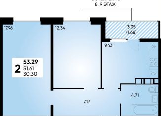 Продаю 2-комнатную квартиру, 53.3 м2, Краснодар, улица Наставников, 10