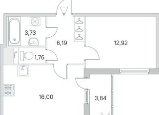 Однокомнатная квартира на продажу, 42.1 м2, городской посёлок Янино-1, Ясная улица, 20к2, ЖК Ясно-Янино