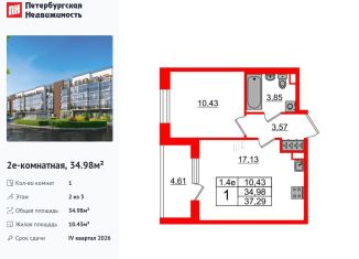 Продажа 1-комнатной квартиры, 35 м2, Санкт-Петербург, Московский район