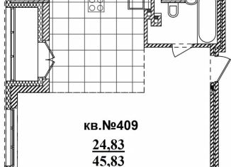 Квартира на продажу студия, 47.1 м2, Новосибирск, Садовая улица, 17, метро Речной вокзал