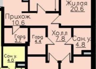 3-комнатная квартира на продажу, 108.3 м2, Нальчик, район Молодёжный, улица Мусукаева, 1