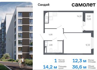 Продам однокомнатную квартиру, 36.6 м2, Санкт-Петербург, Красносельский район, жилой комплекс Сандэй, 7.2