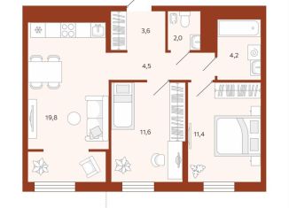 Продается 2-комнатная квартира, 57 м2, Тюмень