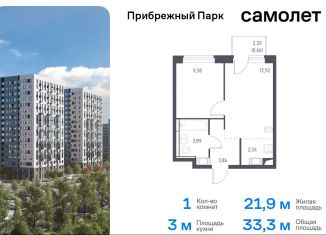 Продам 1-комнатную квартиру, 33.3 м2, село Ям, жилой комплекс Прибрежный Парк, 9.1