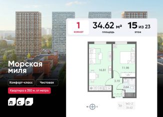 Продается 1-комнатная квартира, 34.6 м2, Санкт-Петербург, муниципальный округ Юго-Запад