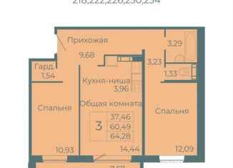 Продается 3-комнатная квартира, 64.3 м2, Кемеровская область