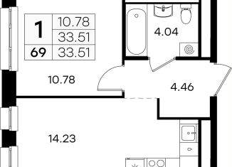 1-комнатная квартира на продажу, 33.5 м2, Казань, Кировский район