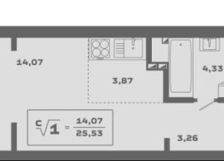 Продаю квартиру студию, 25.4 м2, Новосибирск, Заельцовский район, Красногорская улица