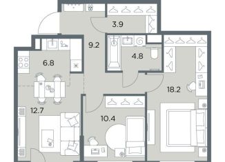 Продам 3-ком. квартиру, 66.5 м2, деревня Поздняково