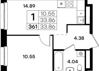 1-комнатная квартира на продажу, 33.9 м2, Казань