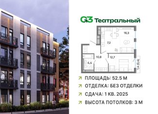 Продажа 2-ком. квартиры, 52.5 м2, рабочий посёлок Ильинский, жилой комплекс Джи3 Театральный, к1