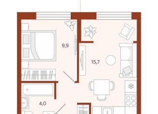 Продается однокомнатная квартира, 32.7 м2, Тюмень