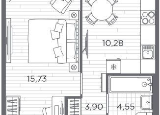 Продам 1-ком. квартиру, 34.5 м2, Санкт-Петербург, Московский район