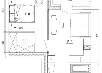 Продаю двухкомнатную квартиру, 42.1 м2, Кемерово