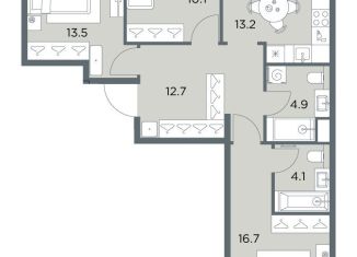 Продается 3-ком. квартира, 75.2 м2, деревня Поздняково