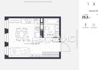 Продажа квартиры студии, 25.3 м2, Санкт-Петербург, муниципальный округ Коломяги, Парашютная улица, 79к1