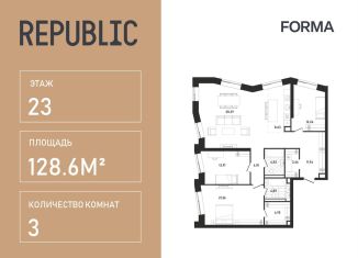 Продается 3-ком. квартира, 128.6 м2, Москва, жилой комплекс Репаблик, к2.3, Пресненский район