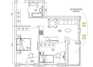 Продаю 2-комнатную квартиру, 63.5 м2, Кемерово