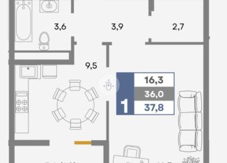 Продам 1-ком. квартиру, 37.8 м2, Симферополь, улица Никанорова, 4Ж, Киевский район