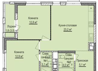 Двухкомнатная квартира на продажу, 61.1 м2, Ижевск, Устиновский район, жилой комплекс Норвежский Лес, 20