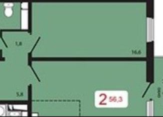 Продается 2-комнатная квартира, 56.3 м2, Красноярск, Свердловский район, жилой комплекс КБС. Берег, 5.2