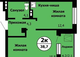 Продам 2-комнатную квартиру, 38.7 м2, Красноярский край, Лесопарковая улица, 43к2