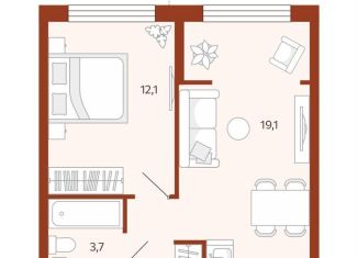 Продажа 1-ком. квартиры, 39.1 м2, Тюмень