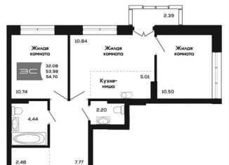 Продаю 3-ком. квартиру, 54.6 м2, Новосибирск, метро Студенческая, улица Титова, 48