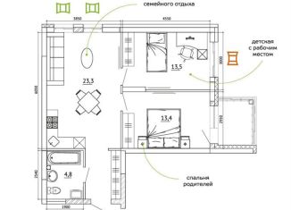 Продается 2-ком. квартира, 65.4 м2, Кемерово