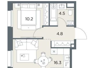 Продается 1-комнатная квартира, 35.8 м2, деревня Поздняково